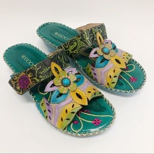 Socofy Mulitcolored Slide Sandal Comfort Leather